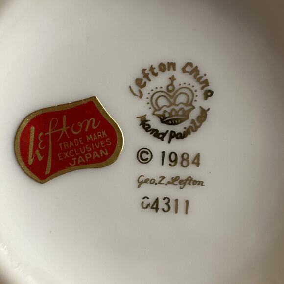 Vintage Lefton Bone China Hand Painted Flower Water/Creamer Pitcher & Bowl-Japan - Picture 7 of 8